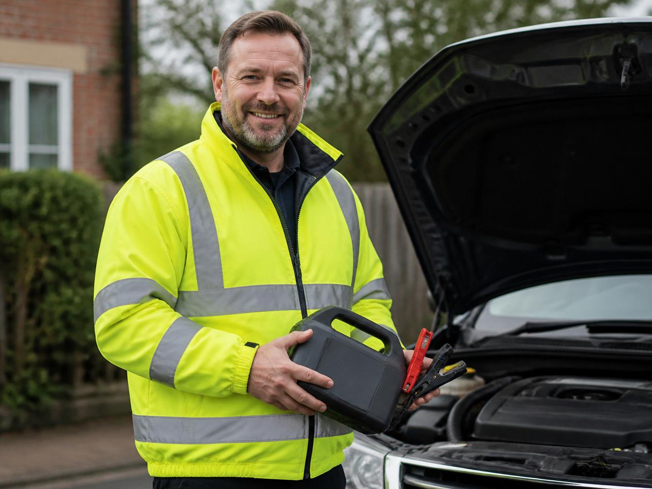 Vetted engineer with portable jump starter